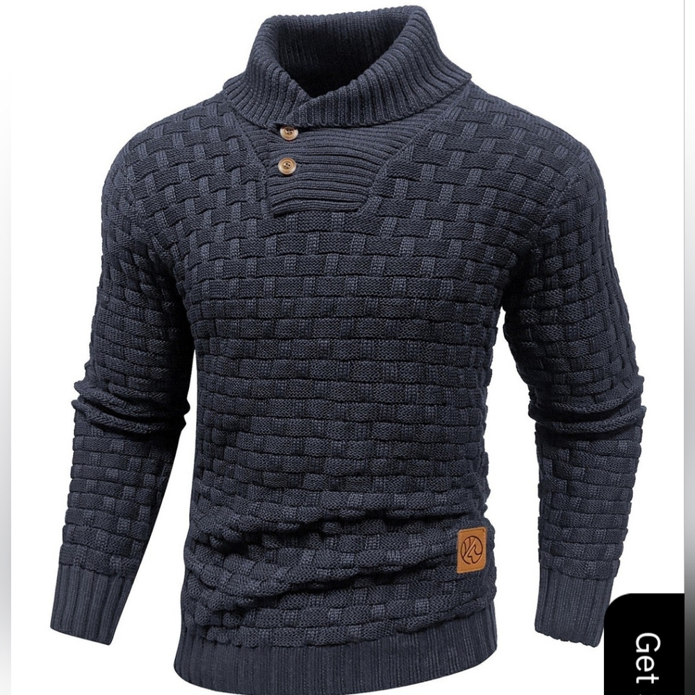 SERREMO Men's Cozy Rib Pullover Sweater - Blue Gray Grey sz XL